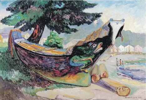  ??  ?? B.C. artist Emily Carr, whose Indian War Canoes (Alert Bay) is shown, gave lessons in clay modelling and painting, which inspired Carol Pearson’s book.