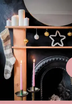  ??  ?? Chupi Sweetman goes for feminine pink as well as gold in planning her Christmas decoration­s — set against shades of grey. As a jewellery designer, she adds her own sparkle