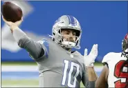  ?? RICK OSENTOSKI — THE ASSOCIATED PRESS ?? Detroit Lions backup quarterbac­k David Blough posted just a 32.9 quarterbac­k rating during Sunday’s to Tampa Bay.