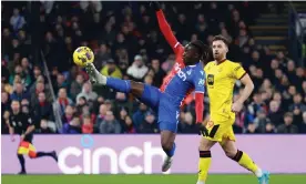  ?? Photograph: Warren Little/Getty Images ?? Eberechi Eze scores his first goal of the game for Crystal Palace against Sheffield United.