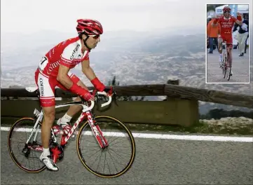  ??  ?? L’ancien coureur de Cofidis, aujourd’hui consultant pour Eurosport, s’est imposé trois fois au sommet du Faron, et notamment lors du Tour Med’  (en médaillon) et  (ci-dessus).