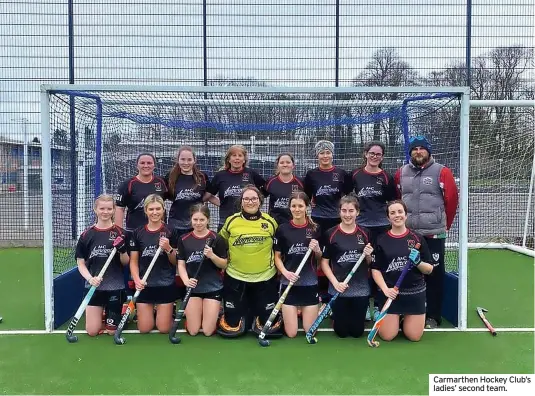  ?? ?? Carmarthen Hockey Club’s ladies’ second team.