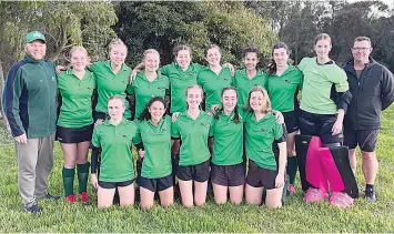  ?? ?? The gold medal winning West Gippsland under 18 girls team are (back, from left) coach Paul Cake, Claire Cake, Ebonie McAskill, Zizi Pozzebon, Bianca Zurrer, Hannah Spragg, Ariya Mock, captain Monique Zurrer, Sarah Sutton-McLellan, team manager Andrew Mock, (front, from left) Lauren Austen, Marisah Mock, Ruth Tucker, Tarilyn Bottrell and Thea Pozzebon.