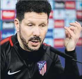  ?? FOTO: EFE ?? Diego Pablo Simeone, en la rueda de prensa de ayer en el Cerro del Espino