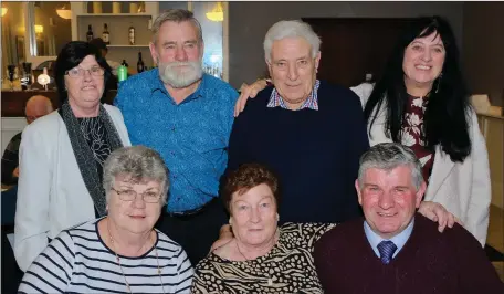  ??  ?? Margie Kenny, Billy Dixon, Sean Whelan, Una Heffernan, Sheila Whelan, Mary Dixon and Geoffrey Johnson at Avoca Senior Citizens’ recent party in the Woodenbrid­ge Hotel.