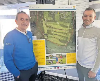  ?? ?? Blueprint Pro golfer Daniel Young, right, is shown the plans for Craigie Hill Golf Club by transition committee spokesman David Mitchell