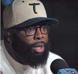  ?? DENNY SIMMONS/USA TODAY NETWORK ?? Tennessee Titans general manager Ran Carthon talks during a press conference on Jan. 9.