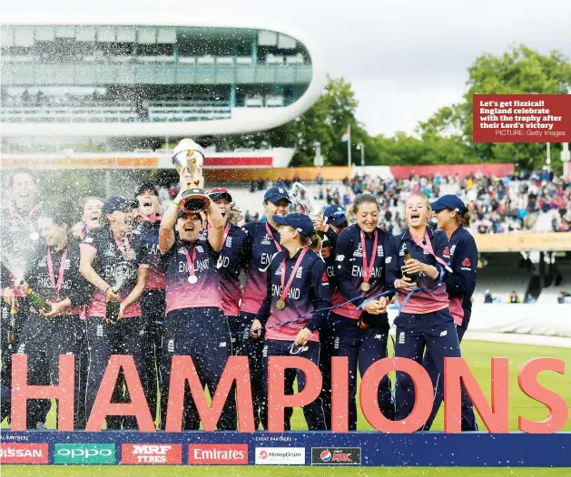  ?? PICTURE: Getty Images ?? Let’s get fizzical! England celebrate with the trophy after their Lord’s victory