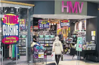  ?? THE CANADIAN PRESS ?? An HMV outlet is seen at the Mic Mac Mall in Dartmouth, N.S. Sunrise Records is placing a major bet on Canadian music sales with plans to move into 70 retail spaces being vacated by HMV Canada.