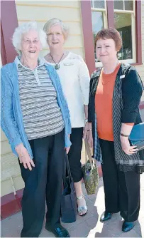  ??  ?? Trafalgar community members keen to see the new look railway station are (from left) Hazel Rouget, whose husband Norm was the last full time station master at Trafalgar, Kathy O’Connell and Carolyn Eden.