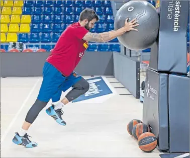  ?? ?? Ricky Rubio, base del Barcelona, se ejercita antes de un partido.