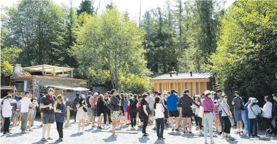  ?? MELISSA RENWICK, HA-SHILTH-SA ?? A lineup at a Tacofino food truck at lunchtime in Tofino in late August. Nearly every business in Tofino has grappled with a lack of staff this summer.