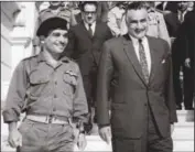  ??  ?? King Hussein (left) Nasser after signing the Jordan-Egypt defence agreement in June 1967
