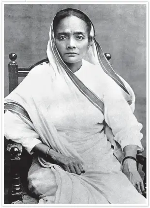  ?? NATIONAL GANDHI MUSEUM ?? ■ A portrait of Kasturba Gandhi, 1915