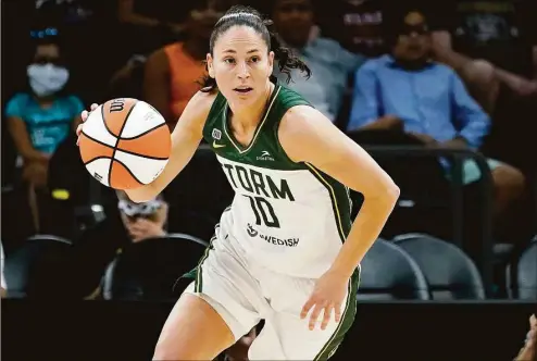  ?? Matt York / Associated Press ?? Storm guard Sue Bird, a former UConn star, announced on Thursday this will be her last in the WNBA. Bird won four WNBA championsh­ips and is in her 19th season.