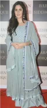  ??  ?? Katrina Kaif in blue sharara ensemble from designer Anjul Bhandari