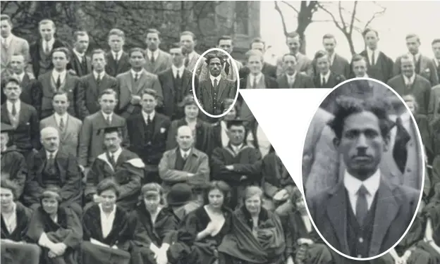  ??  ?? 0 Jainti Dass Saggar, circled, went on from being a student at University College Dundee to become a city GP and a Labour councillor for 18 years