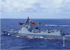  ??  ?? Chinese destroyer the Xi’an joins a drill with the US Navy at the Rim of the Pacific exercise, June 25, 2016