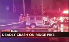  ??  ?? In this screen grab from the report on 6abc Action News, first responders are seen working on the involved vehicle on Ridge Pike.