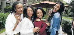  ??  ?? Selaelo Mapiti, Angelina Mabuela, Sandra Ngoasheng and Tshepo Mothata at the Peech wine festival.