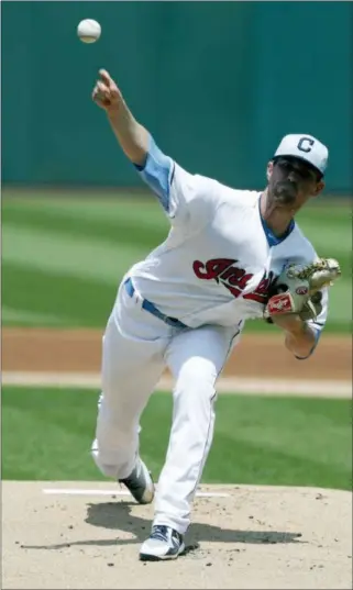  ?? TONY DEJAK — THE ASSOCIATED PRESS ?? Shane Bieber delivers to the Twins in the first inning on June 17 at Progressiv­e Field.