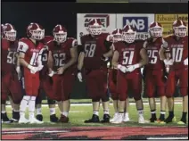  ?? Photo by Alexis Meeks ?? The Glen Rose offensive line looks to the sideline for the play call during a recent game.