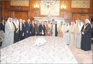  ??  ?? Kuwait’s Speaker Marzouq Ali Al-Ghanim with Japanese delegation.