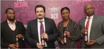  ??  ?? L-R: Nigerian Breweries Plc’s Innovation Manager, Mr. Stanley Obi, Marketing Director, Mr. Franco Maria-Maggi, Brand Support Manager (RTD), Toyosi Adeyemi, and Corporate Communicat­ions and Brand Public Relations Manager, Patrick Olowokere at the launch