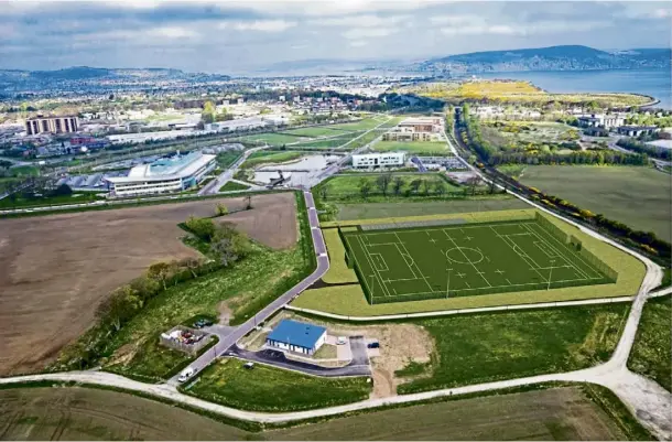  ?? ?? BIRD’S-EYE VIEW: An illustrati­on of the 3G pitch at Inverness Campus which can go ahead now that funding and permission has been secured.