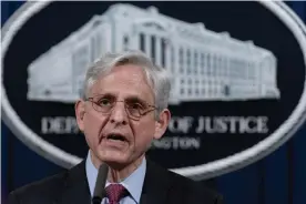  ??  ?? The attorney general, Merrick Garland, speaks about a jury’s verdict in the case against former Minneapoli­s police officer Derek Chauvin for the murder of George Floyd, in April. Photograph: Andrew Harnik/Bloomberg/Getty Images