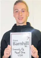  ??  ?? Javelin thrower Luke Miller, from Barnhill Community High, is headed to the US to study engineerin­g