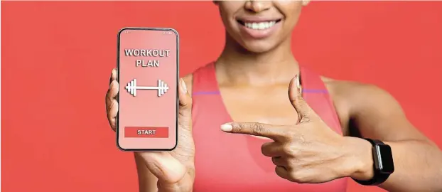  ?? Picture: 123rf.com ?? HUGE CHOICE: There are many free apps and YouTube videos for those looking for fitness guidance.