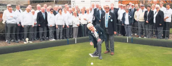  ??  ?? Perth’s West End club got their season under way when ladies president, Audrey Martin, threw the first jack watched by gents president, Keith Robinson.