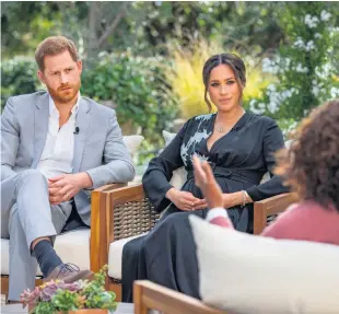  ?? JOE PUGLIESE ?? The Duke and Duchess of Sussex during their interview with Oprah Winfrey