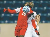  ?? ASSOCIATED PRESS FILE PHOTO ?? New Mexico’s Michael Kafari, front, gets control of the ball during a semifinal match of the NCAA Division 1 men’s soccer championsh­ips in December 2013 in Chester, Pa.