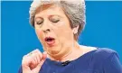  ??  ?? SPLUTTERIN­G Theresa May’s speech