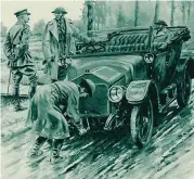  ??  ?? An illustrati­on of a chauffeur from the Women’s Army Auxiliary Corps starting an officer’s car