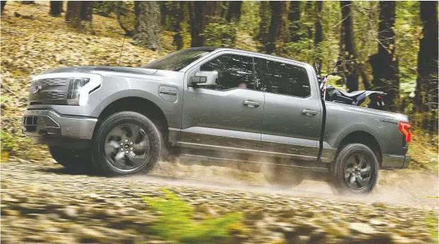  ?? PHOTOS: FORD CANADA ?? The 2022 Ford F-150 Lightning commercial-oriented entry model starts at $58,000, while the XLT model starts at $68,000.