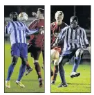  ??  ?? ON FIRE: Andrew Harewood (left) and Tashan Jordan