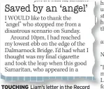  ??  ?? TOUCHING Liam’s letter in the Record