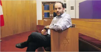  ?? MATT OLSON ?? Rabbi Claudio Jodorkovsk­y with the Congregati­on Agudas Israel Synagogue in Saskatoon said members of the congregati­on are grieving after the weekend shooting in Pittsburgh that killed 11 people.