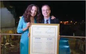  ?? (Courtesy) ?? JOHANNA ARBIB-PERUGIA with Eliezer Sandberg, world chairman of United Israel Appeal.