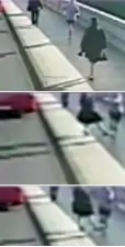  ??  ?? RUN FOR YOUR LIFE: CCTV images of the Putney Bridge pusher