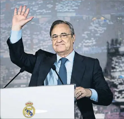  ?? FRANCISCO SECO / AP ?? Florentino Pérez ayer en su toma de posesión como reelegido presidente del Real Madrid