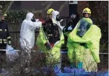  ??  ?? Officials take off their protective suits near the bench where Sergei Skripal and his daughter Yulia were found in Salisbury. Photo: Peter Nicholls / Reuters. Inset: Detective Sergeant Nick Bailey