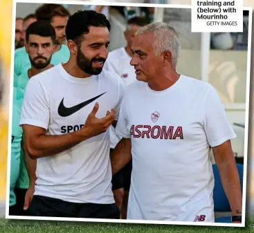  ?? GETTY IMAGES ?? Best foot forward: Amorim in training and (below) with Mourinho