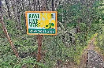  ?? SUPPLIED/BRAD WINDUST ?? Anti-1080 protesters have vandalised a kiwi protection sign outside Opua State Forest, which hasn’t been treated with poison in 30 years.