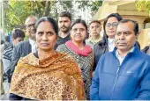  ?? — PTI ?? Nirbhaya’s mother and father at the Patiala House Court, in New Delhi on Thursday.