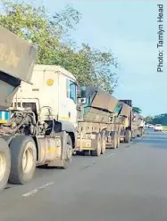  ?? ?? Truck backlogs have been a frequent sight on the John Ross highway in recent months