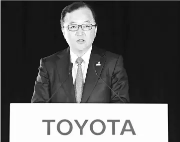  ??  ?? Otake, managing officer of Toyota, at a news conference in Tokyo on Feb 6.—WP-Bloomberg photo